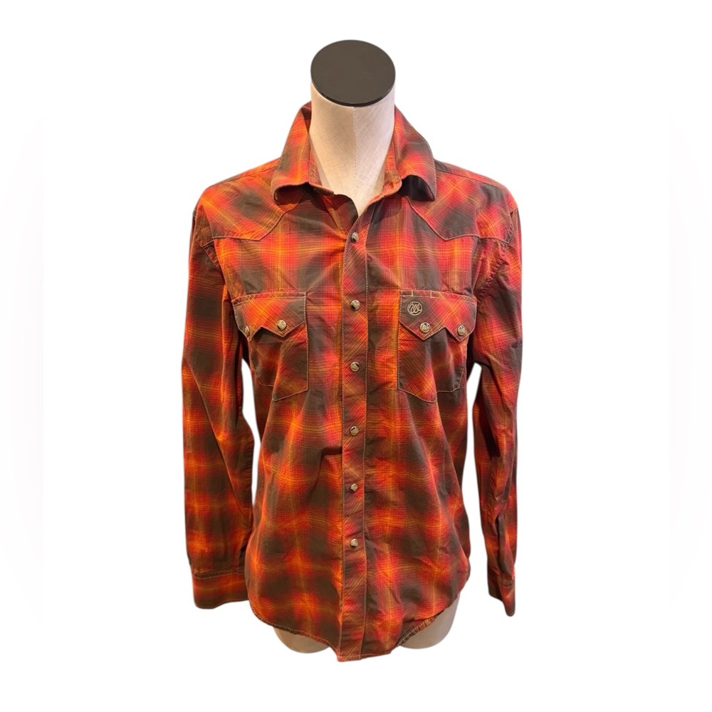 Wrangler‎ RETRO women’s Orange Plaid Button Down Shirt size Medium